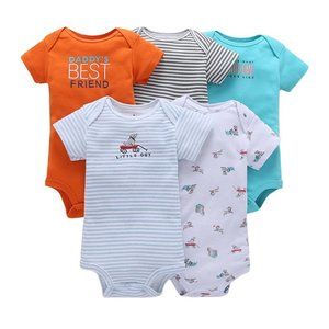 ECO-FRIENDLY 5-PACK BABY BODYSUITS - COLORFUL